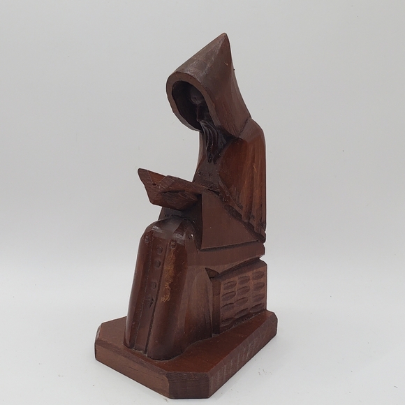 Vintage HODA Hand Carved Wood Priest Preacher Minister Clergy Statue Carving - Picture 16 of 16